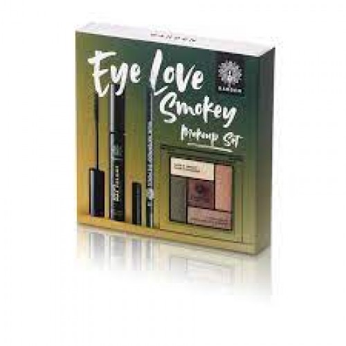 Garden Eye Love Smokey Make Up Set Max Volume Mascara & Eye Pencil 13 Gray Kajal Waterproof & Satin and Creamy Nude Eyeshadow No3